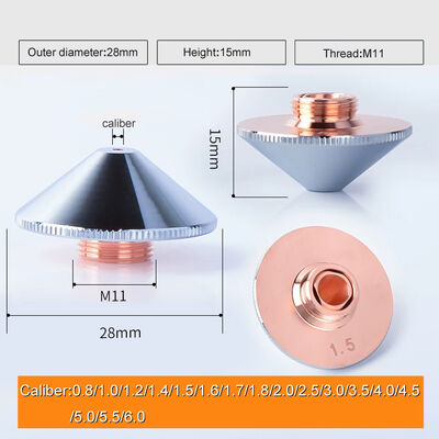 جودة  DM28 M11 1.2mm Copper Laser Nozzle For Fiber Laser Cutting Machine مصنع